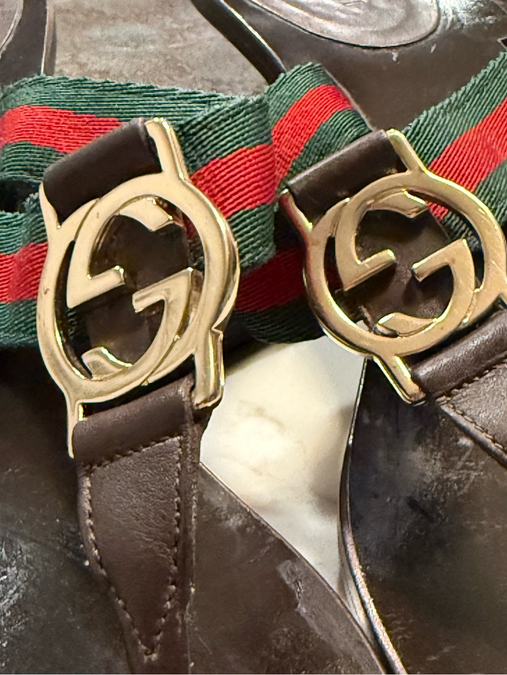 Y2K Gucci web stripe kitten heel thong sandal - Tom Ford era - Picture 8 of 16